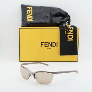 Fendi FE40176U 46G Cat Eye Rimless Sunglasses - Beige/Light Brown